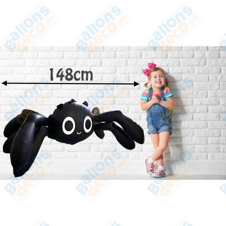 Ballon Araignée Noire Géante 148cm, décoration ballon pour Halloween.
