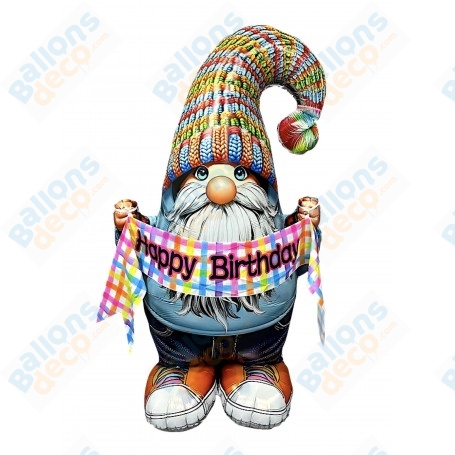 Ballon Nain de Jardin Happy Birthday 151cm, Décorations ballons pour anniversaire.