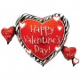 Ballon 4 Coeurs Happy Valentine's Day Zèbre, décoration ballon St-Valentin.