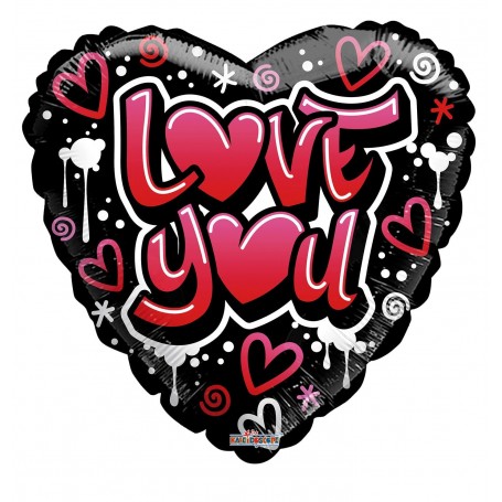 Ballon Coeur Love You Tag, décoration ballon St- Valentin.