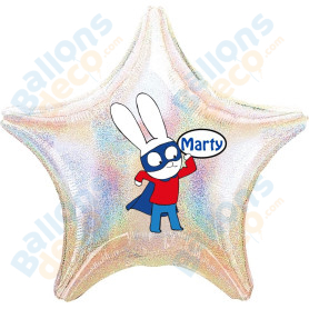 Ballon Simon Superlapin avec une Cape Personnalisable 1 face, Décorations ballons pour anniversaire.