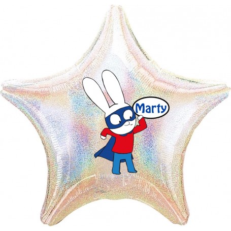 Ballon Simon Super Lapin avec une Cape Personnalisable 1 face, Décorations ballons pour anniversaire.