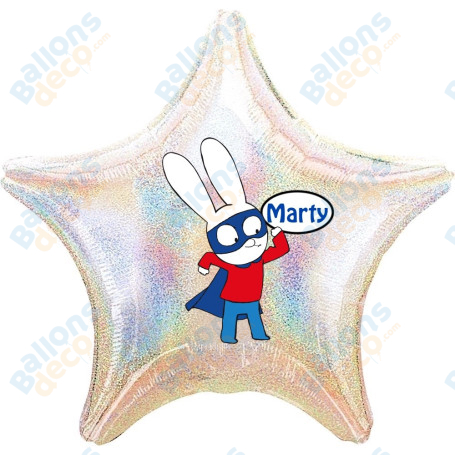 Ballon Simon Superlapin avec une Cape Personnalisable 1 face, Décorations ballons pour anniversaire.