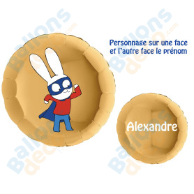 Ballon Simon Superlapin Cape Avec Prénom, Décorations ballons pour anniversaire.