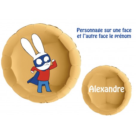 Ballon Simon Super Lapin Cape Avec Prénom, Décorations ballons pour anniversaire.