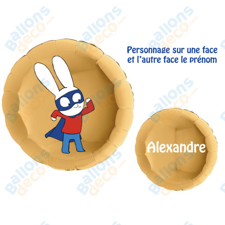 Ballon Simon Superlapin Cape Avec Prénom, Décorations ballons pour anniversaire.