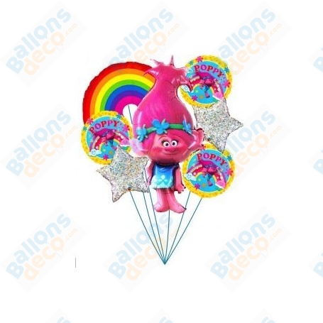 Ballons Trolls Poppy Couleurs en Grappe