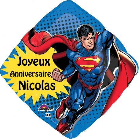 Ballon Superman Carré Personnalisable Disney, Décorations ballons pour anniversaire.