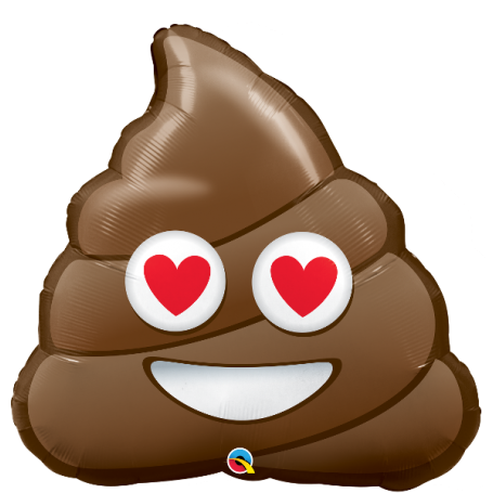 Ballon Emoji Caca avec des Coeurs, Décorations ballons pour anniversaire.