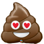Ballon Emoji Caca avec des Coeurs, Décorations ballons pour anniversaire.