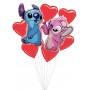 Ballons Stitch et Angel Grappe de Coeurs Rouges, Décorations ballons pour la Saint Valentin.