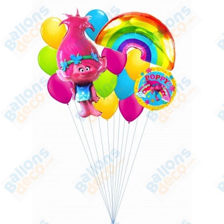 Ballons Trolls Poppy Arc-en-ciel En Grappe